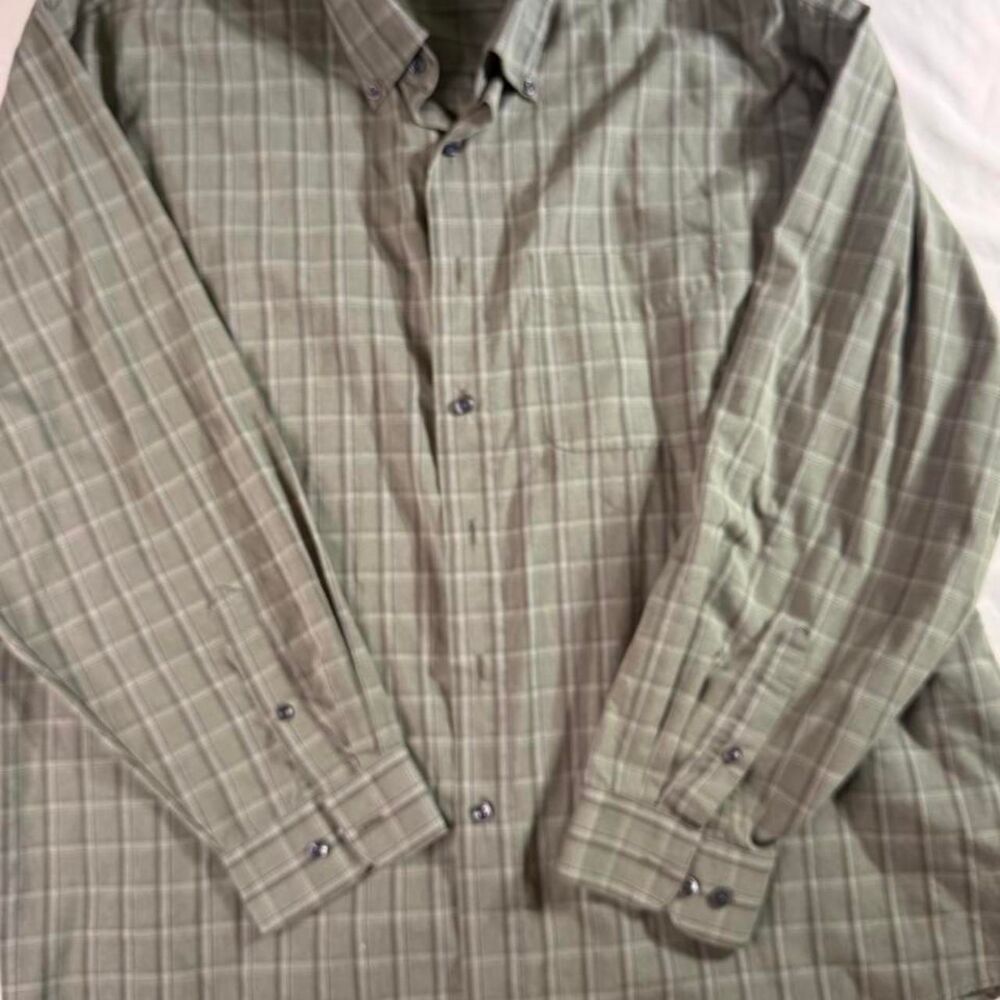 Van-heusen Men's Green and Khaki Shirt